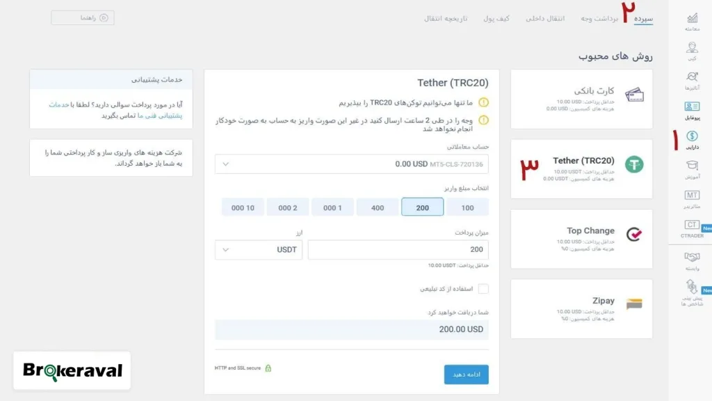 نحوه استفاده از رمزارزها برای واریز و برداشت در بروکر لایت فایننس
